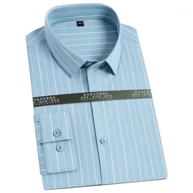 

Men's Daily Casual Silky Bamboo-fiber Striped Shirts Pocketless Comfortable Soft Long Sleeve Standard-fit Printed Shirt, 838-65