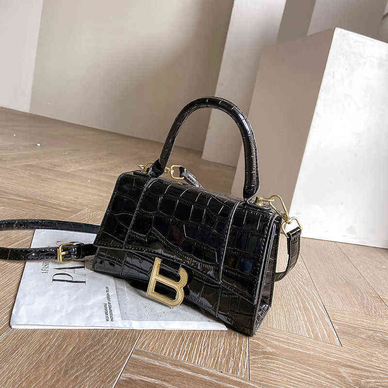 

Handbag Women's bag high appearance hourglass crocodile cross bag minority handbag shoulder bag, Silver