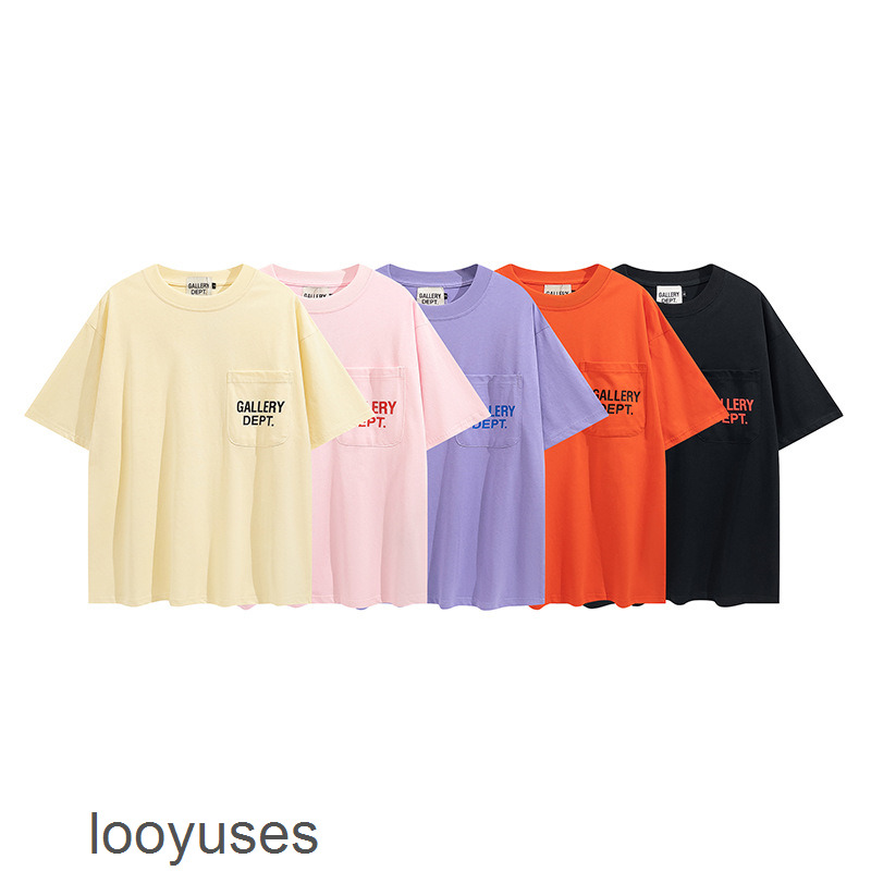 

Mens t Shirt Galleryes Tshirt Depts 2022 Hip Hop Street Chest Small Pocket Letter Printing Couple Short Sleeve, Pink
