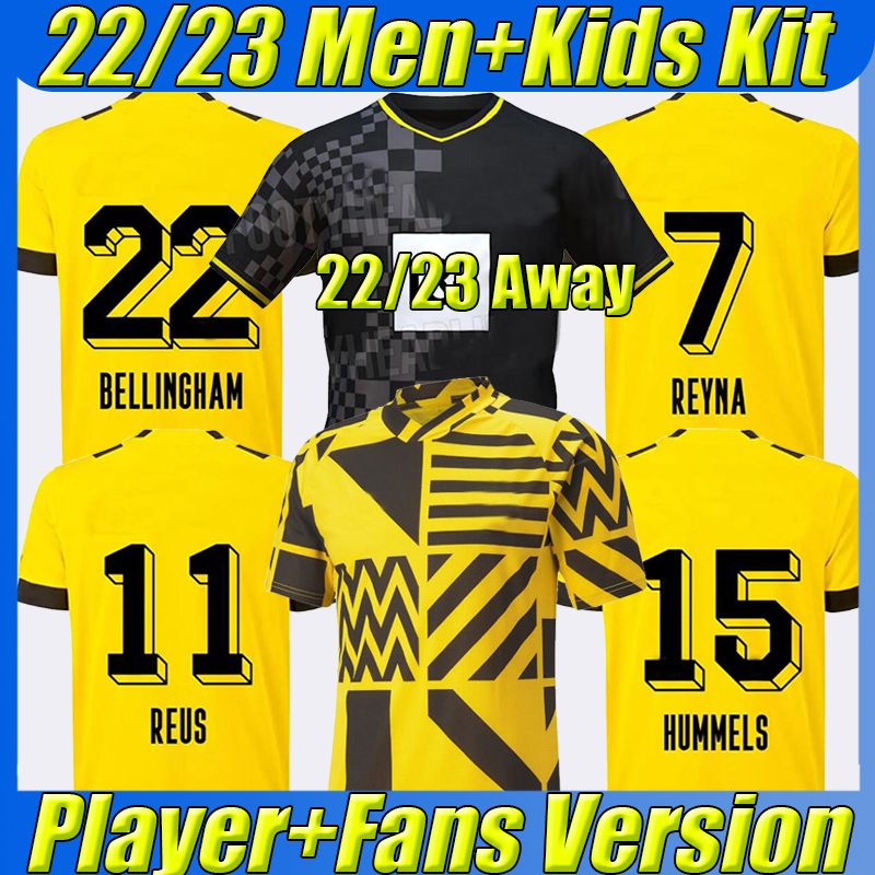 

22/23 REUS DORTMUND soccer jerseys fans player version 2022 2023 training football shirt NEONGELB BELLINGHAM HUMMELS BRANDT men kids kit BRANDT REYNA HAZARD 110th, 21-22 away