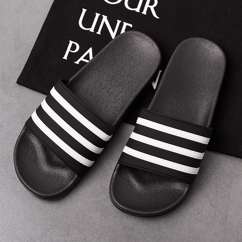 

Slippers For Men Flip Flops Women Fashion Black And White Stripes Design EVA Casual Summer Home Non-slip Bathroom ShoesSlippers