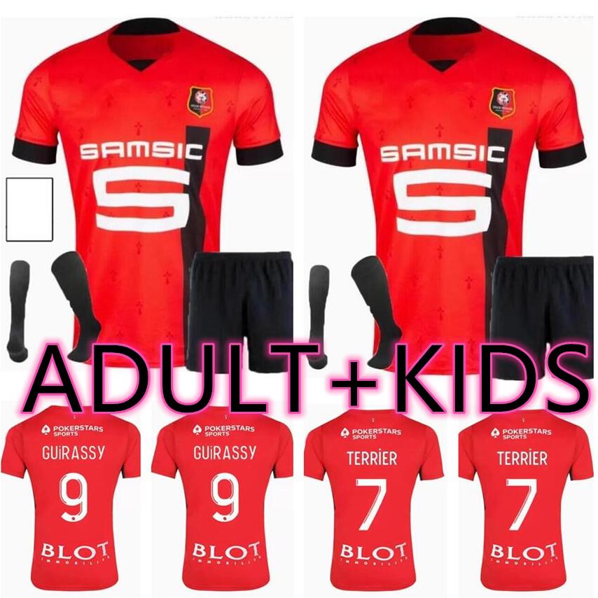 

Rennes 22 23 Stade Rennais soccer Jerseys Doku TERRIER BOURIGE AUD Guirassy CAMAVINGA aguerd Niang 2022 2023 maillots de foot men kids kit football shirts full set, Black