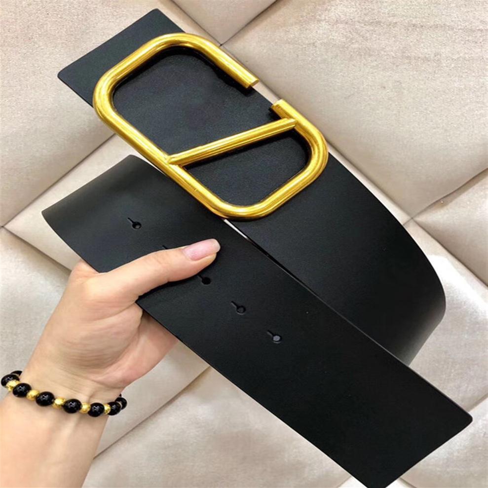 Largeur 7,0 cm ceintures pour femmes en cuir en cuir noir et rouge concepteurs ceintures pour femmes grosse boucle or classique ceinture perle dé