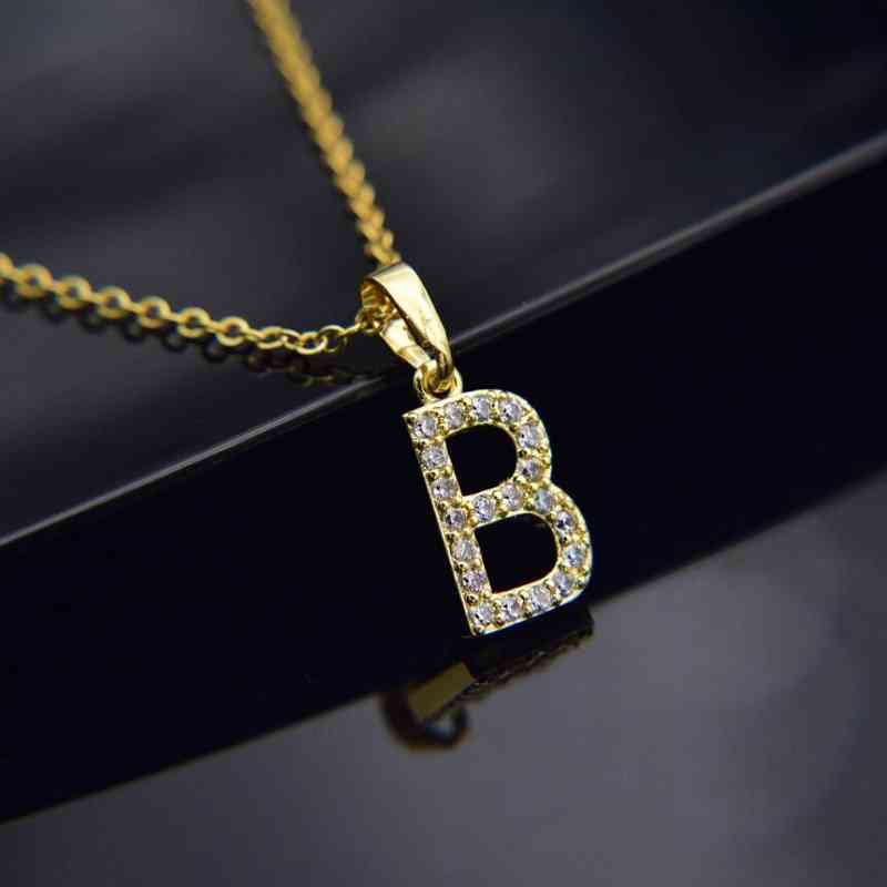 

Cubic Zircon Alphabet 26 Initial Pendant Necklaces Gold Silver Color Mini A-Z Letter Pendant Statement Necklace Shinning Collares Jewelry