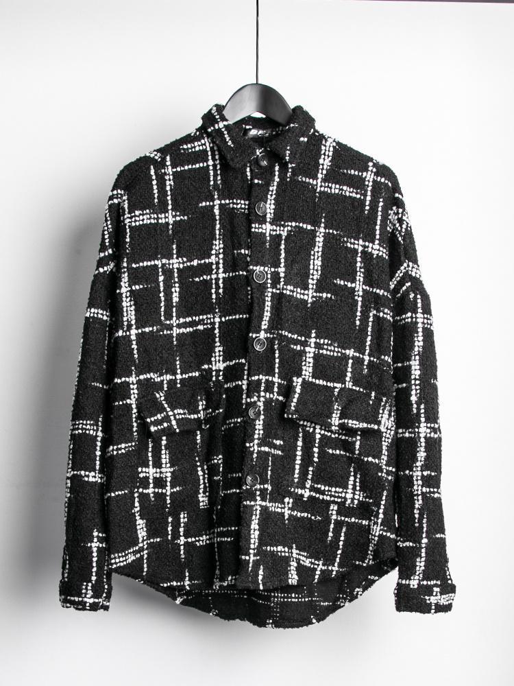 

Men's Casual Shirts Seak Men Coat High Street Style Clothing Plaid Autumn Women, Black