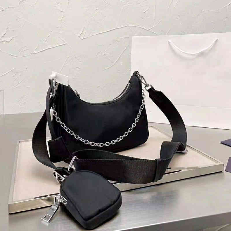 

7A+Fashion Re-Edition 2005 Nylon Designer Bags For Woman Luxury Handbag Men Lady Womens 2022 Crossbody Tote Hobo Shoulder purse Handbags Bag, Black