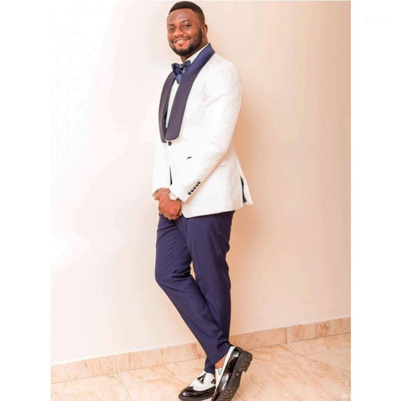 

Men's Suits & Blazers White Arrival Men For Wedding Jacquard Male Tuxedos Three Pieces Groom Jaqueta Masculina Shawl Lapel Prom, Ivory