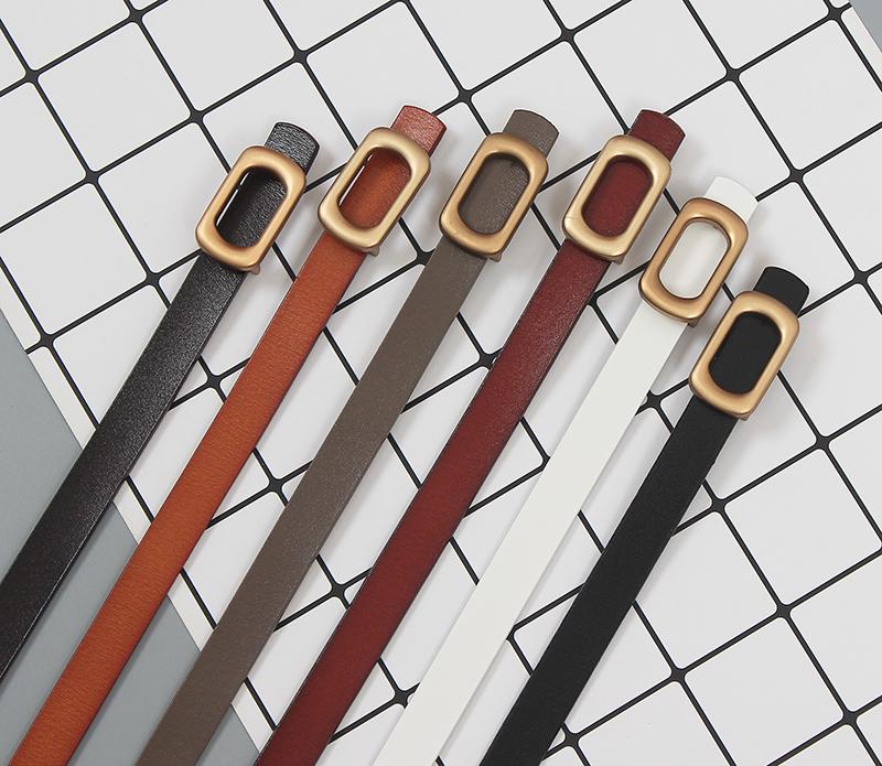 

Belts Simple Design Cowhide Slim Belt Vintage Pant Jean Waist Women Fashion Street All Seasons Real Cow Leather Cummerbund, White