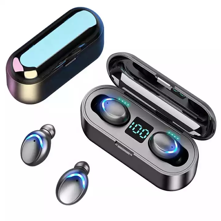 

F9 Headset Earphone Led Mini F9-5 BT Earbuds 5.0 TWS In-ear Headphones, Black