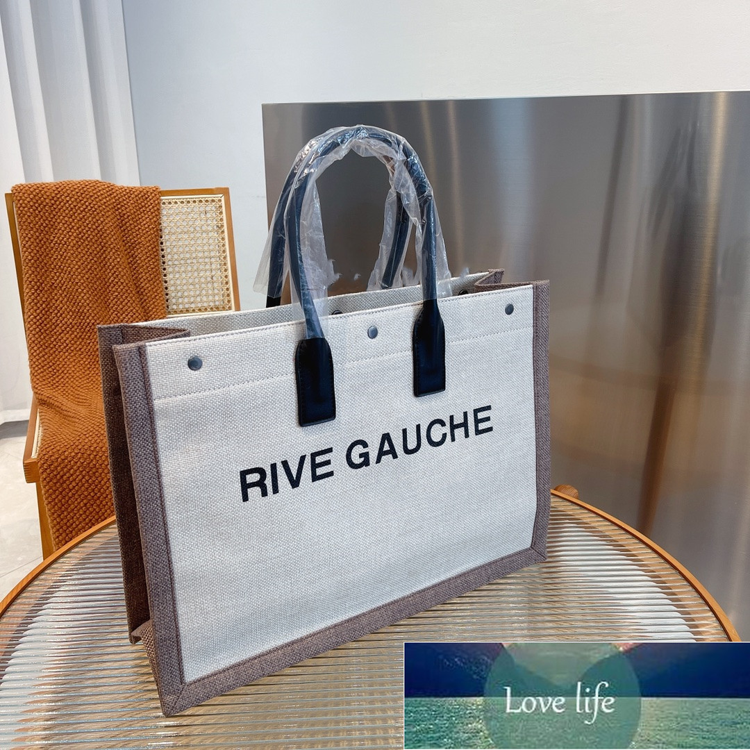 

Bag Tote Shopping Rive Gauche Tote Bags Women's High Quality Famous Fashion Linen Large Beach Bag Luxury Designer Travel Crossbody Shoulder Purse Wallet, As pic