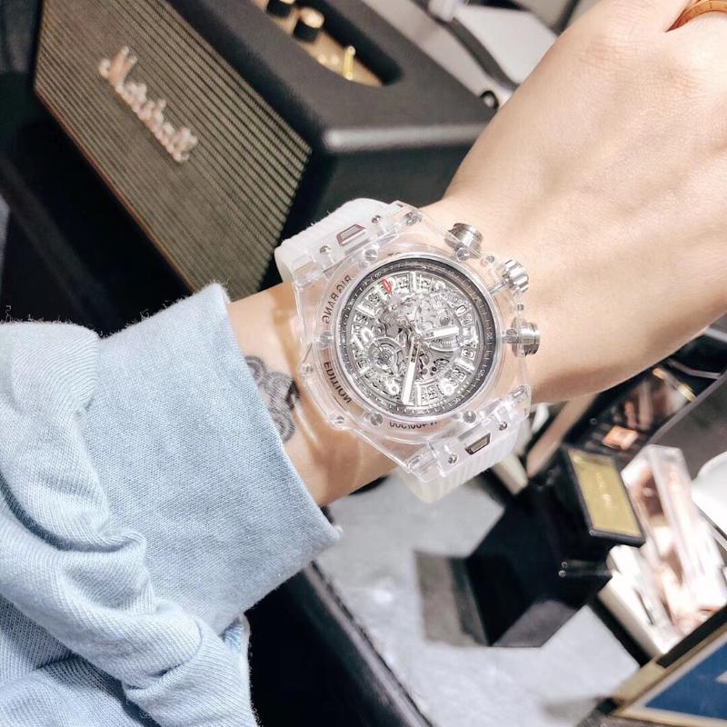 

Wristwatches 41mm Transparent Top Watch For Men 64g Light Arabic Skeleton Rubber Analog Fashion Watches Quartz, 599801999177-1