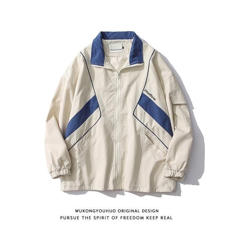 

American Retro Tactical Jacket Men's Japan Color Matching High Street Loose Casual Sports Baseball Uniform Preppy Hip Hop Coat 220811, Khaki