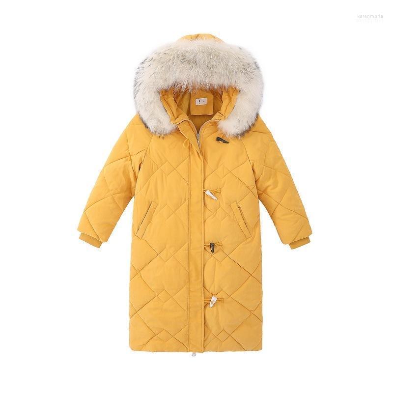 

Winter Jacket Long-style Women's 2022 Korean Version Of Loose Large-size And Thick Bullhorn Button 901 Kare22, See chart
