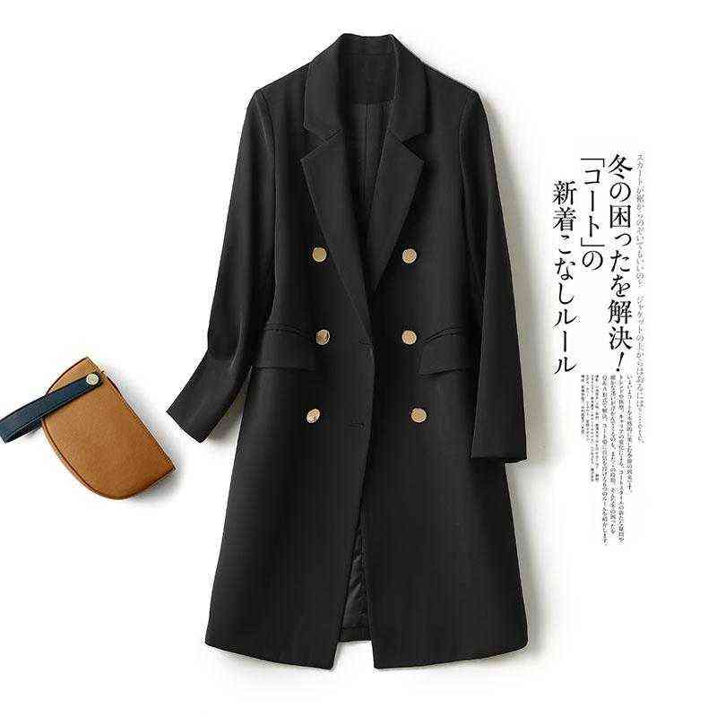 

Women' Trench Coats Windbreaker Female Spring And Autumn Black Suit Jacket Mid-Length Korean Style Loose Fashion Casual Double Breasted T220811, Beige
