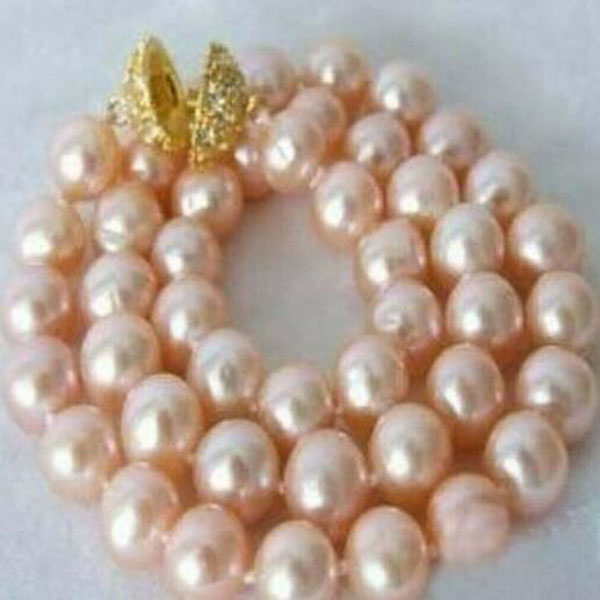 

Charming Natural 8-9mm Pink Akoya Freshwater Cultured Pearl Necklace 18''