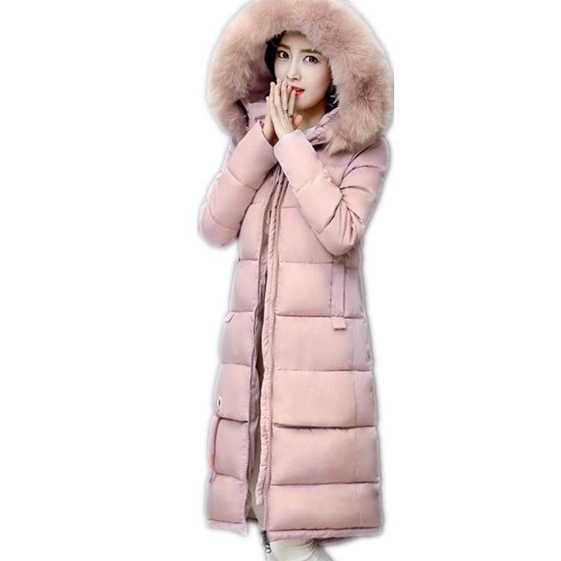 

Women' Trench Coats 2022 High Quality Winter Women Long Parkas Female Hooded Fur Collar Down Cotton Jacket Loose Padded Q639, Black
