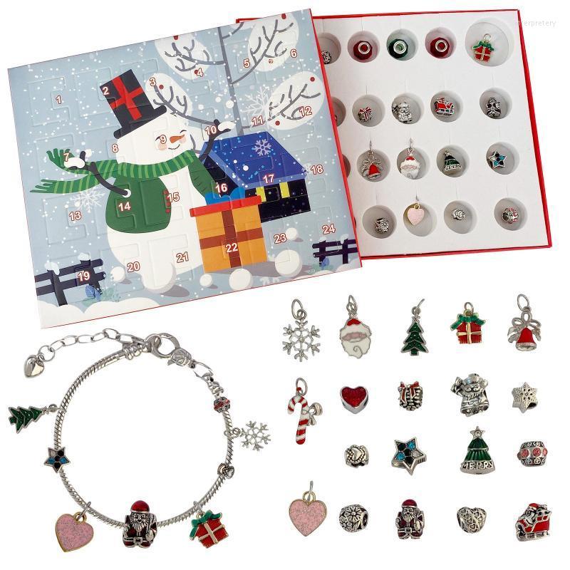 

Beaded Strands 24pcs Christmas Advent Calendar DIY Pendant Charms Bracelets Countdown Gift Box Set For Kids Boys Girls Inte22