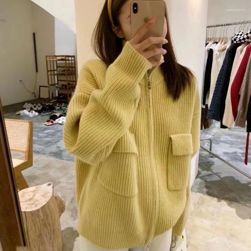 

Women's Knits & Tees Free Size Womens Sweaters Winter Female Cardigan Zipper Long Sleeve Solid Stand-up Collar Ladies Top Knitwear Clothes H, As picture