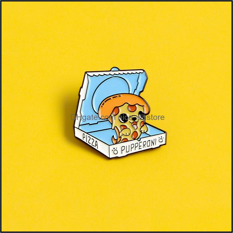 

Pins Brooches Jewelry Take Out Pizza Enamel Brooch Food Delivery Dog Lapel Pin Fashion Creativity Puppy Jewellery Cute Animals Fun Badge Dr