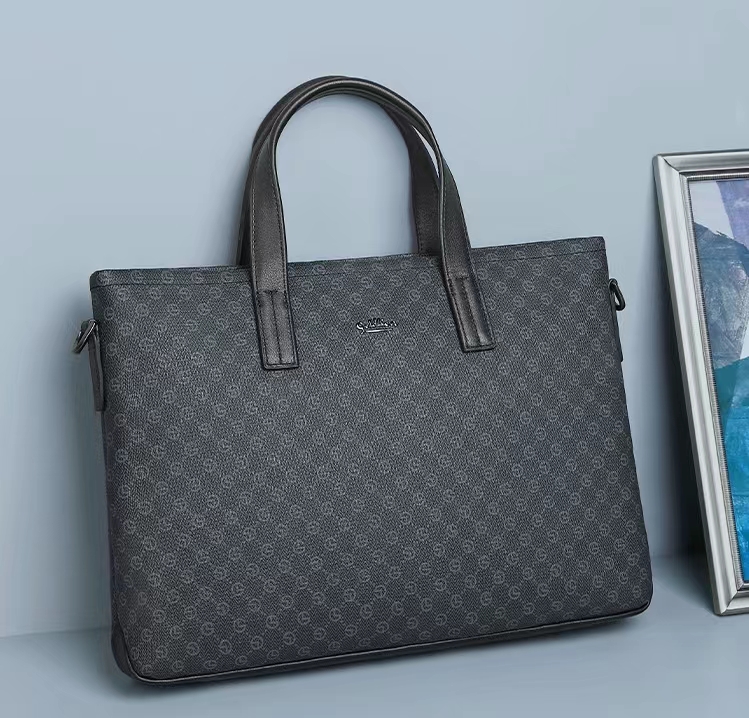

Men's bag 2022 new briefcase business handbag fashion retro printing computer bag., Dark grey