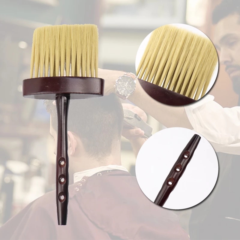 Professional Barber Hair Cutting Neck Duster Brush For Salon Broken Sweep Cleaning Wooden Handle Hairbrush Tool