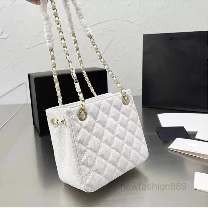 

Shoulder Bags Designer 17.5cini Womens Grained Caviar Shopping Handbags Crobody Bag Double Gold-tone Metal Chains Handbag Diamond Quilting Shoul top quality