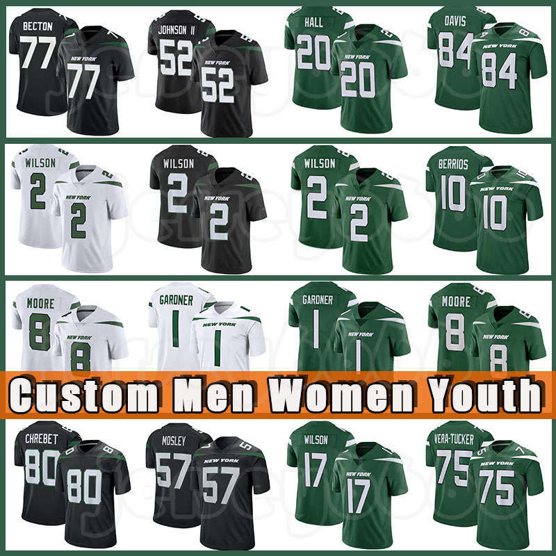 

2 Zach Wilson 8 Elijah Moore Football 1 Sauce Gardner Jerseys Garrett Wilson Breece Hall Jermaine Johnson II Jetes Mekhi Becton Alijah Vera-Tucker Corey Davis Carter, Custom youth(penqiji)