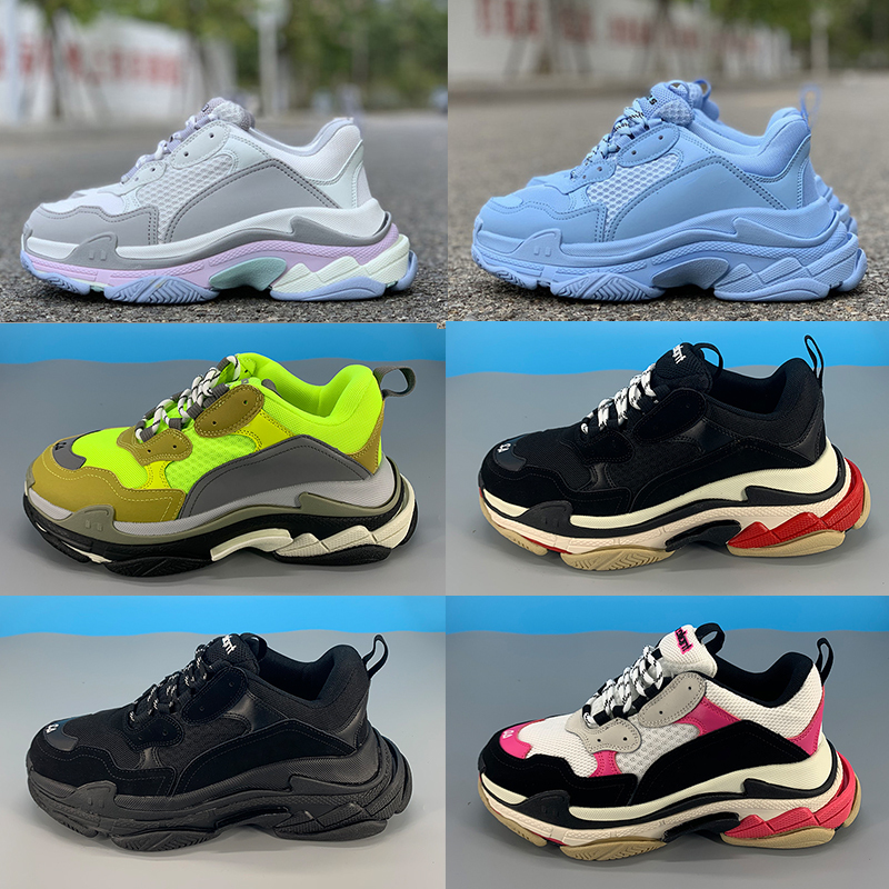 

Shoes Top triple-s 17FW paris men women Casual light blue pastels black grey white pink orange multi-color luxury mens dad designer, 01 light blue