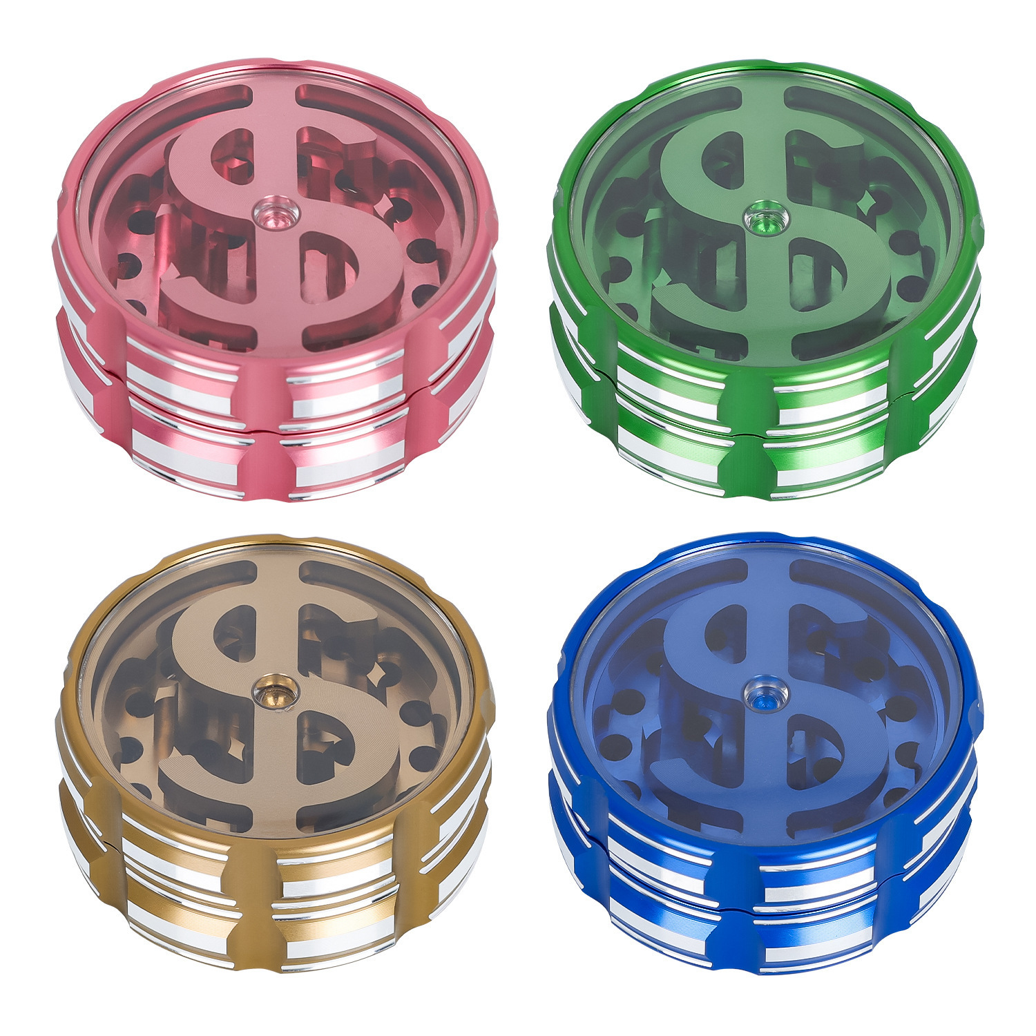 

smoking accessories Metal herb Grinders Hide 4-layer 63mm zinc Alloy Window Grinder