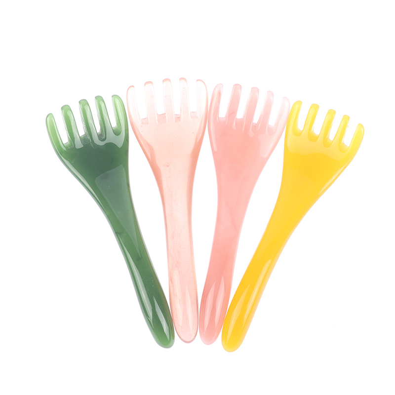 

Resin Beeswax Five Tooth Massager Comb Eye Scraping Y-shaped Fork Nose Scraping Piece Head Skin Facial Meridian Manual Body Care