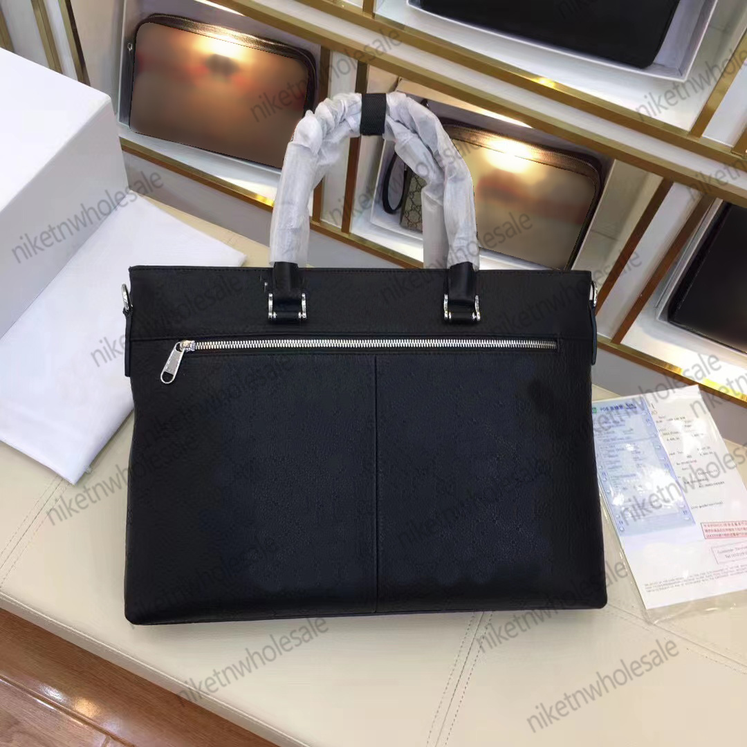 

Luxury Designer Business Laptop Bag Men Genuine Leather Black Briefcase With Removable Strap, ##