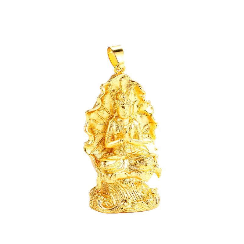 

Pendant Necklaces Exquisite Gold Color For Men Women Guanyin Buddha Necklace Without Chain Jewelry Gifts Male Female