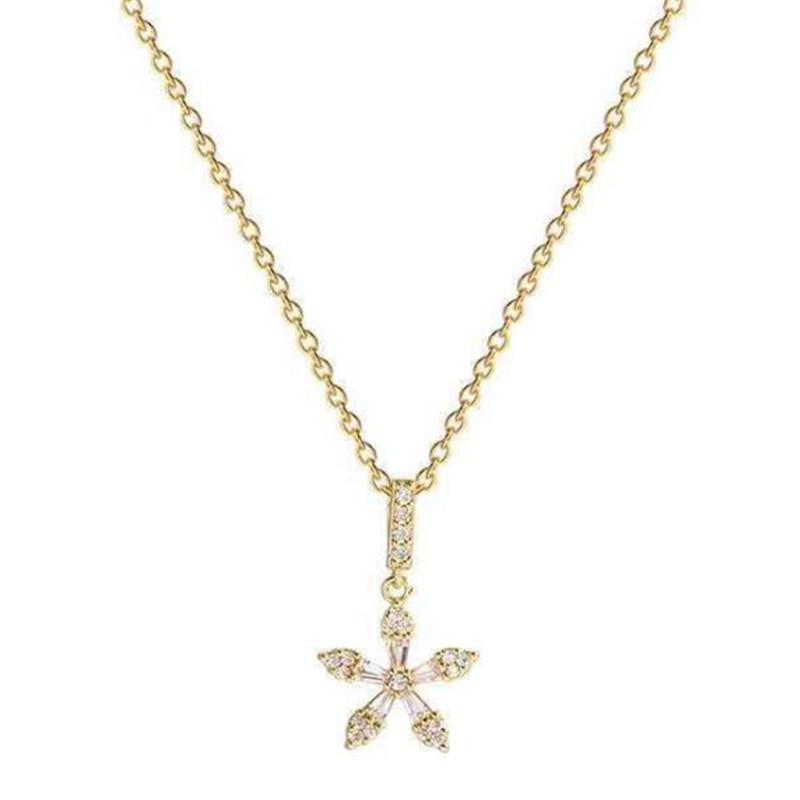

Pendant Necklaces Fashion Stainless Steel Gold Necklace Crystal Star Clavicle Chain For Women Valentine's Day Jewelry GiftsPendant Neckl