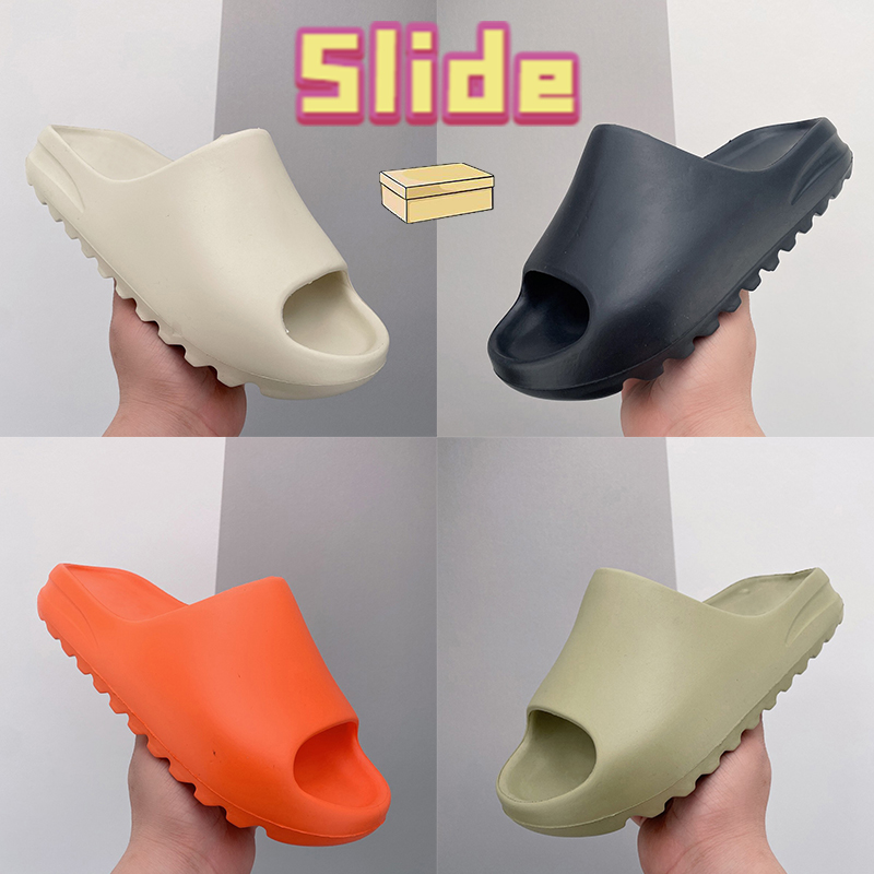 

With Box Slippers Men Slide Enflame Orange Resin Black Earth Brown Bone Desert Sand Pure Core Soot Classic Mens Slides Summer Beach Shoes Indoor Sneakers, Double shoe box