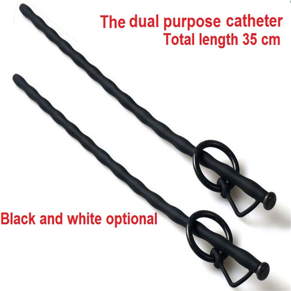 

Latest 35CM Dual Purpose Male Soft Silicone Catheter Urethral Sounding Stretching Stimulate Dilator Penis Plug BDSM Sex Toy 3 Size247m