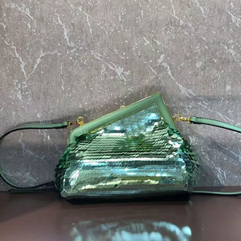 

Sequins Crossbody Bags Dinner Shoulder Bag Genuine Leather Fashion Letters Removable Strap High Quliaty Handbags Purse Cluth Hand Wallets, Just box
