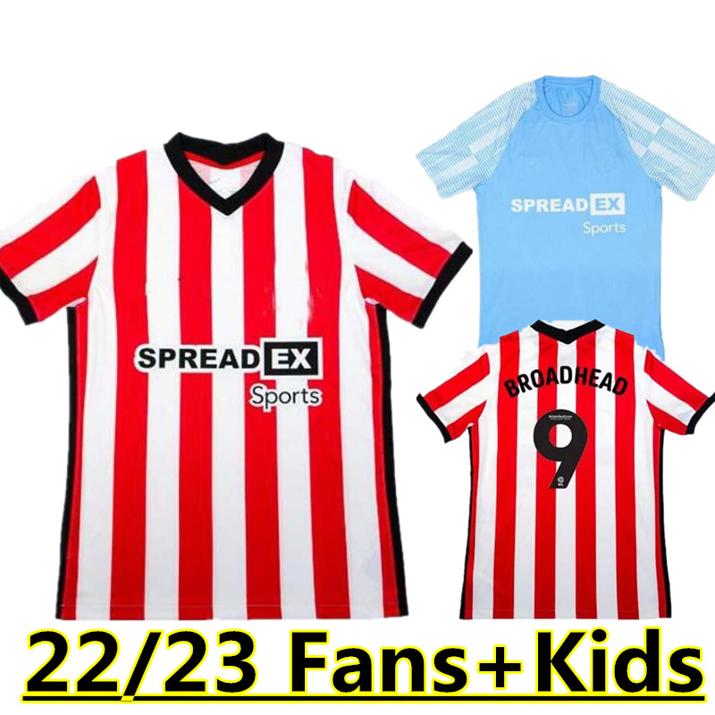 

SUNDERLAND 22 23 soccer jerseys home away BLUE SIS 2022 2023 DAJAKU EMBLETON BROADHEAD Gooch O'NIEN Stewart PRITCHARD NEIL MCGEADY kids baby kit set football shirts, Red