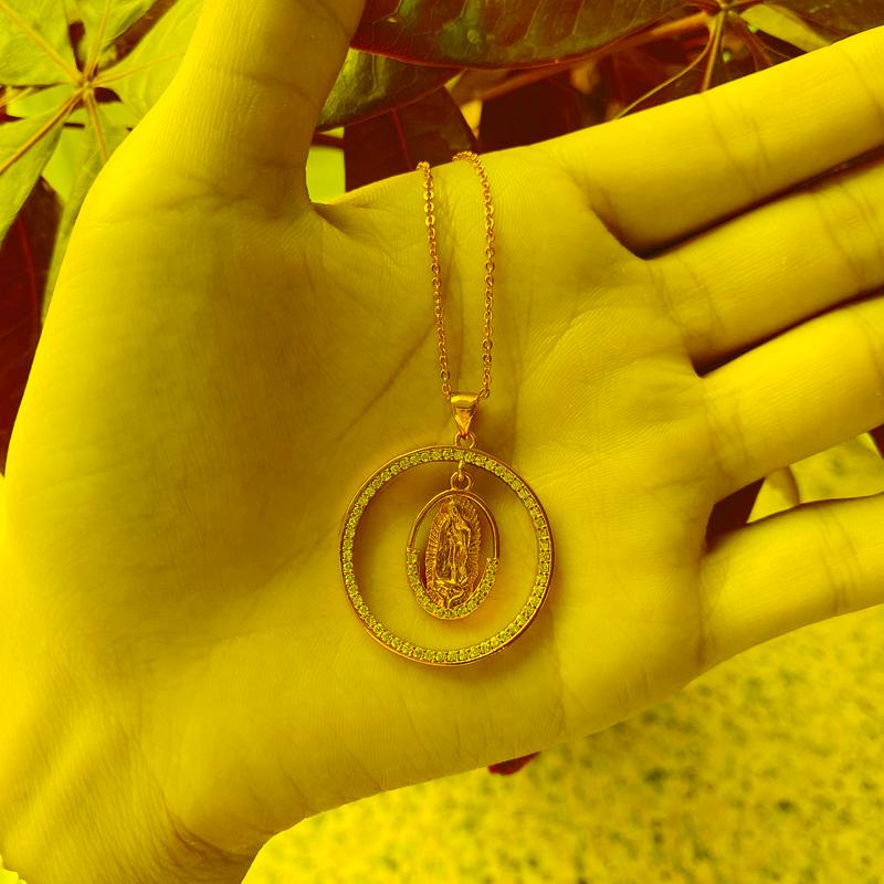 

Pendant Necklaces 5pcs/lot Religious Christian Jewelry Cubic Zircon Guadalupe NecklacesPendant PendantPendant