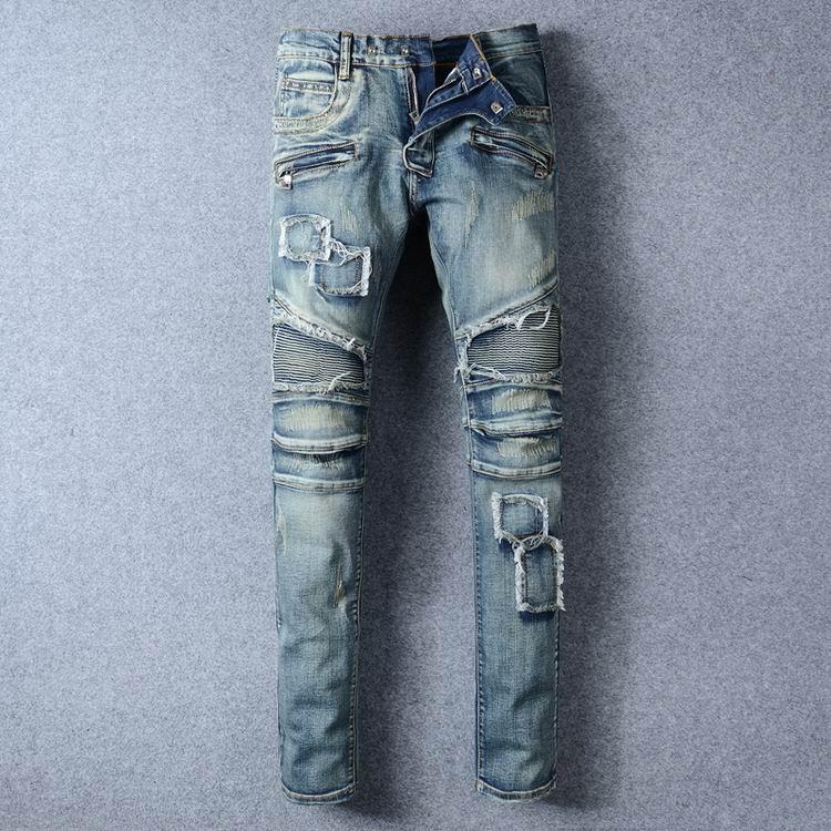 Biker de moto de moto à races en détresse en détresse en détresse en détresse Pantalon noir pour hommes pour hommes