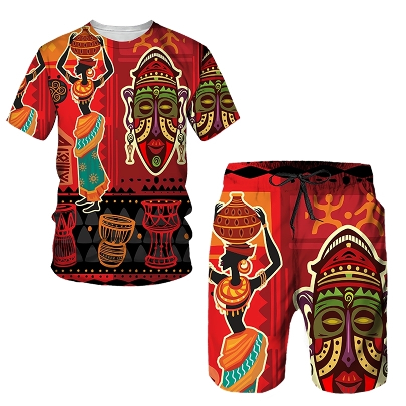 est Africain Imprimer Femmes Hommes T-shirts Ensembles Afrique Dashiki Hommes Survêtement Vintage Tops Sport Et Loisirs Été Costume Masculin 2206