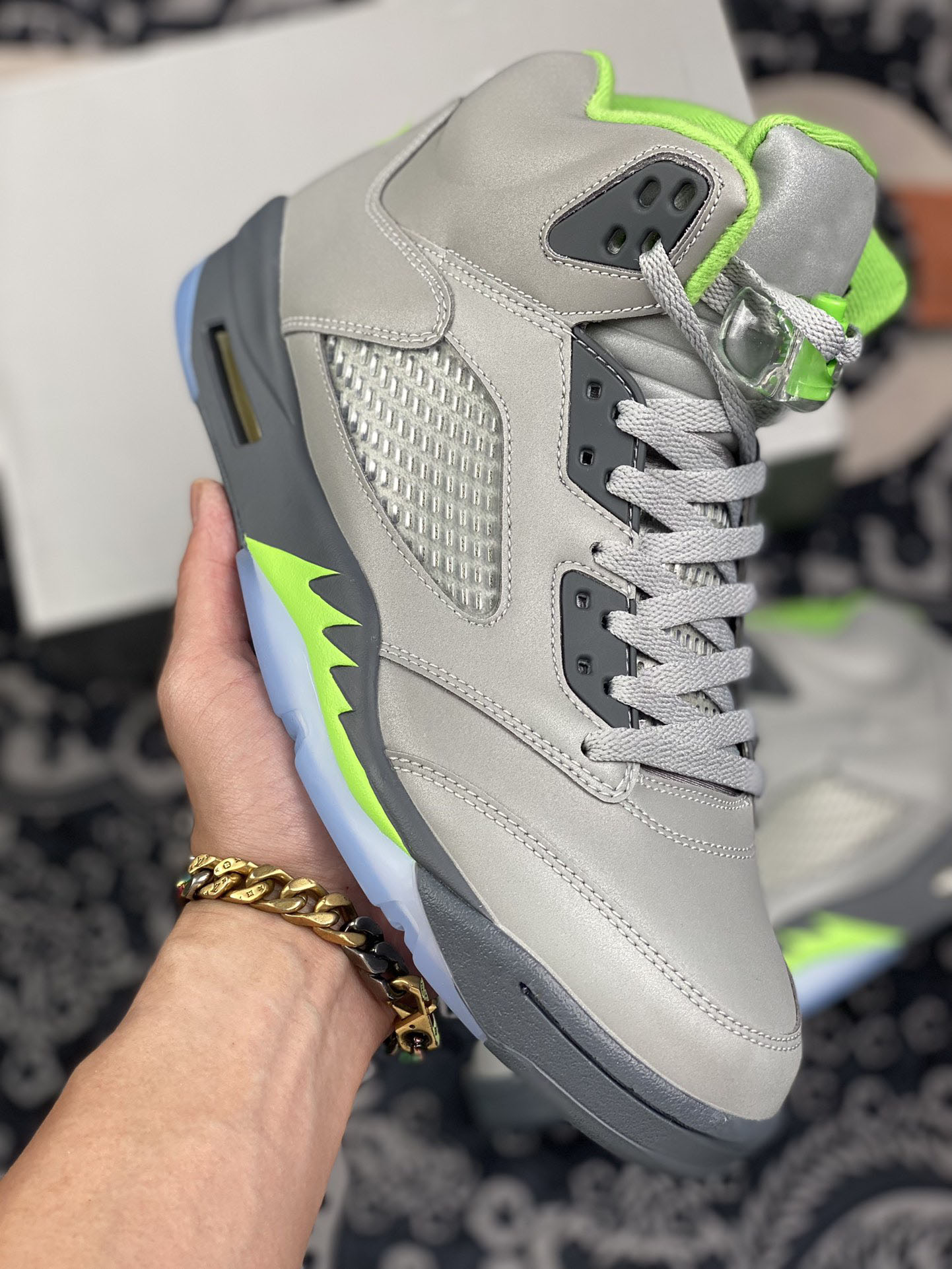 

jumpman 5 Green Bean Basketball Shoes Authentic Silver Flint Grey sneakers 3M reflective 5S Concord Racer Blue Retro Men Women Athletic Sports shoes With Box, Customize