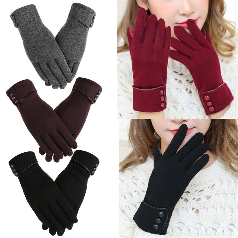 

Five Fingers Gloves Fashion Touch Screen Winter Women Velvet Thicken Warm Mittens Thermal Driving Ski Windproof