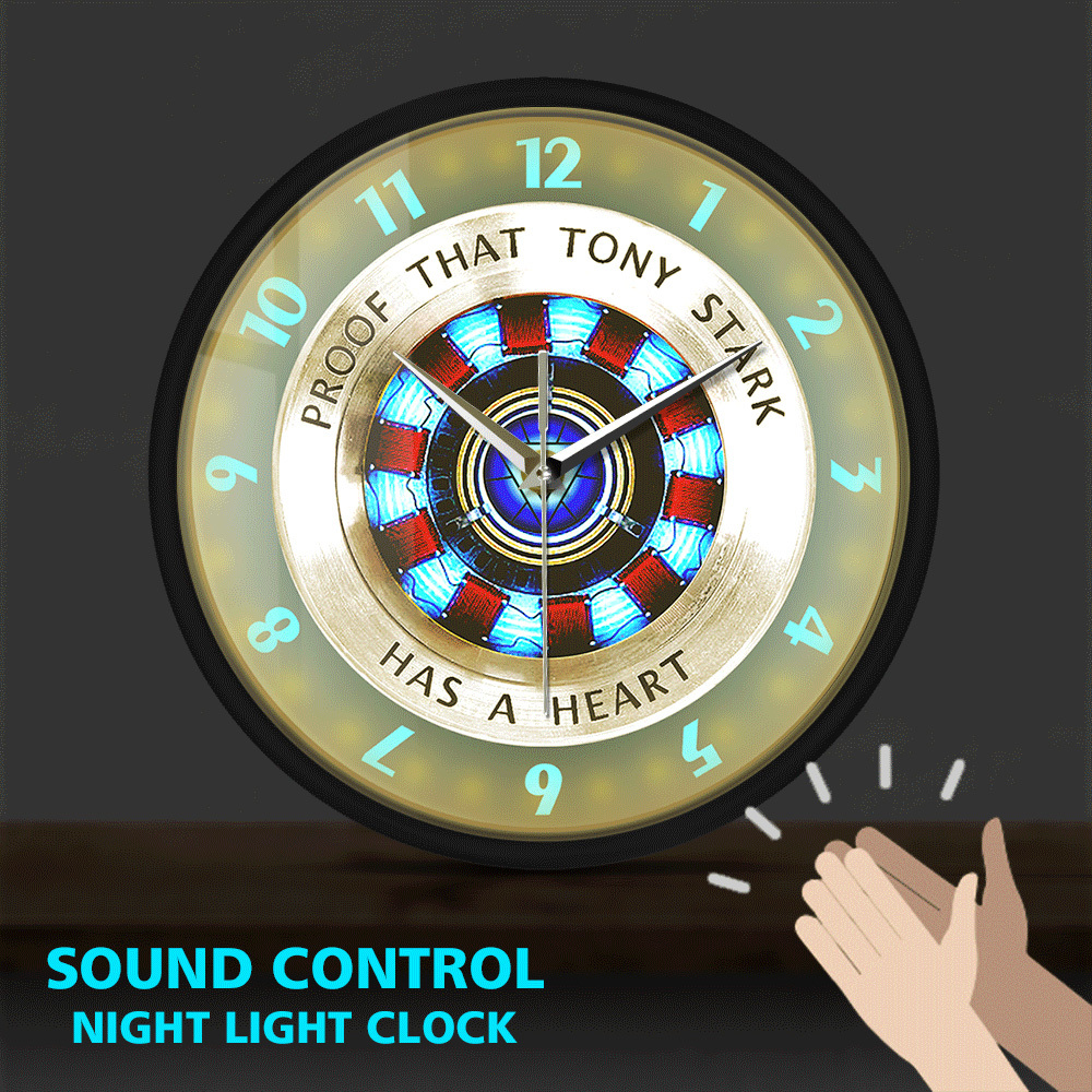 Contemporary Arc Reactor Inspired LED Wall Clock by Marvel Interactive Sound Activated Metal Watch for Interior Design-image-777389786