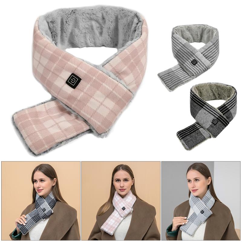 

Bandanas USB Heated Fashion Scarf Neck Heating Pad Winter Warmer Shawl Men Women Electric Warm Wrap Pink Grey Gifts