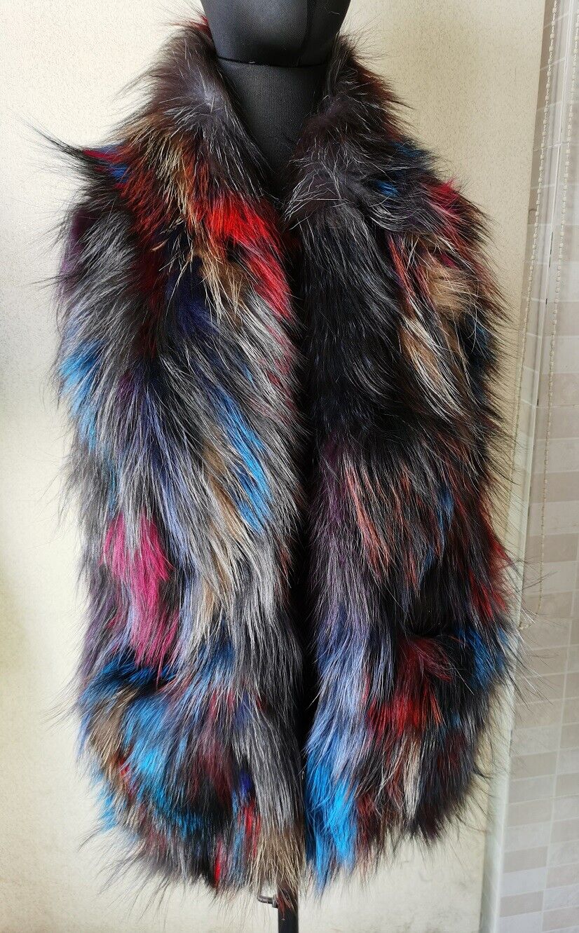 

Real Fox Fur Scarf Women Winter Warm Shawl Wraps With Pocket Camouflage 160CM