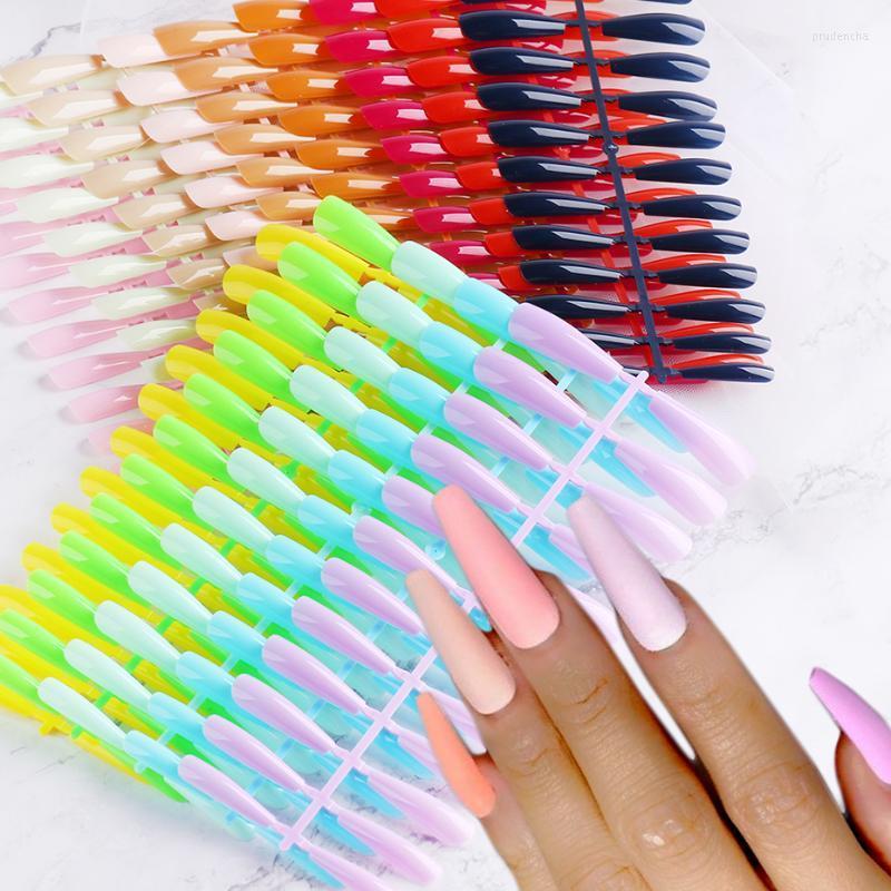 

False Nails 120pcs Coffin Fake T Shape Long Acrylic Nail Tips Artificial Fingernails Ballet With Glue Forms Manicure Tool NL1911 Prud22, C01