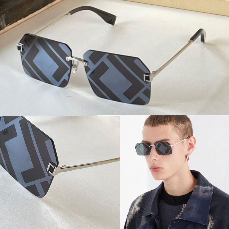 

Fashion Show sunglasses Sky blue crystal glass Shades For Women Wholesale Luxury Designer Brand 3D metal hinges Rimless Glasses Vintage Rectangle Eyewear FOL524A