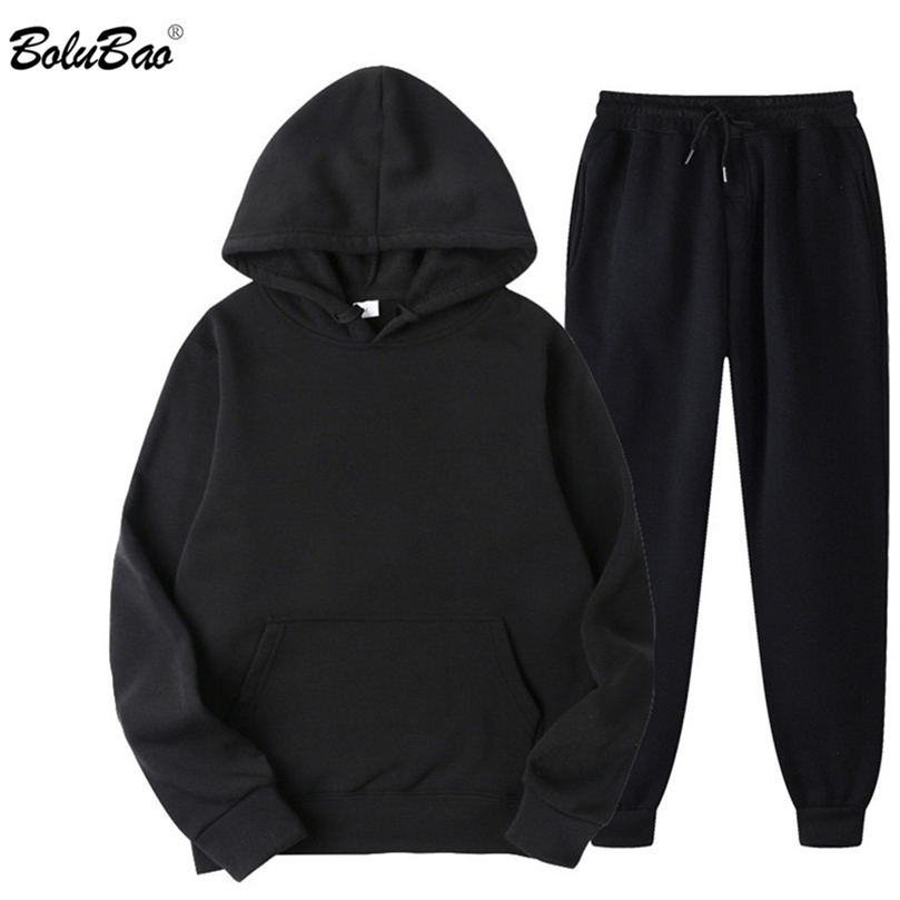 

BOLUBAO Spring Men Casual Sets Brand Solid Hoodie + Pants Two-Pieces Tracksuit Sportswear Hoodies Set Suit Male 220406, White