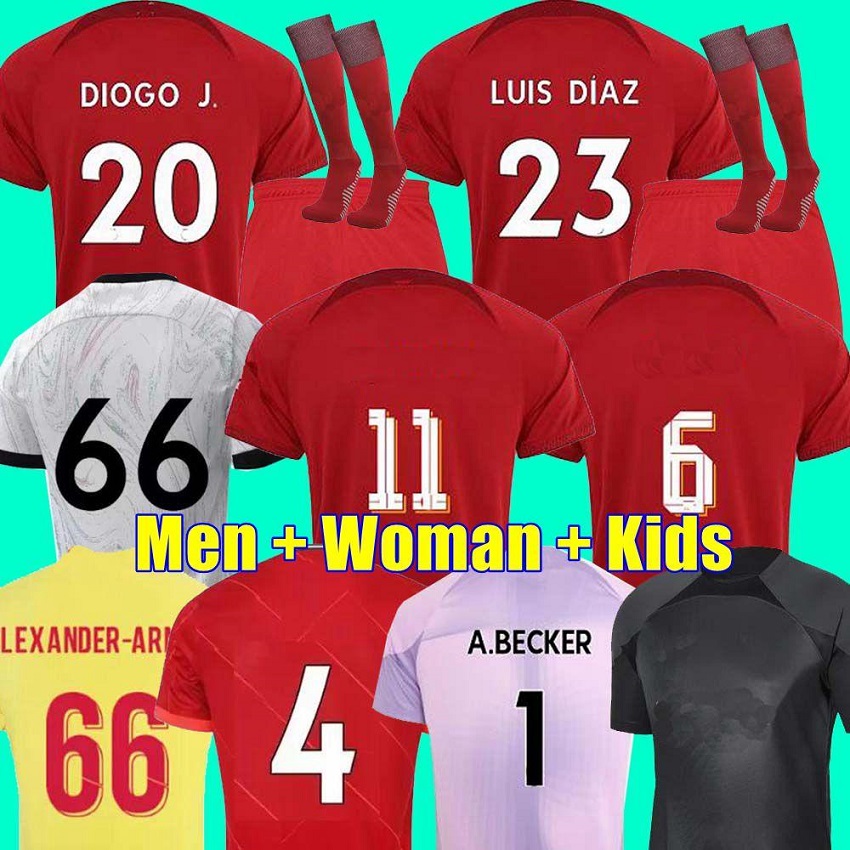 

21 22 23 season home away 3rd RED YELLOW soccer jerseys 2022 2021 2023 Mohamed Diogo Luis DIaz football shirts men kids kits uniforms Women 02, Colour 6