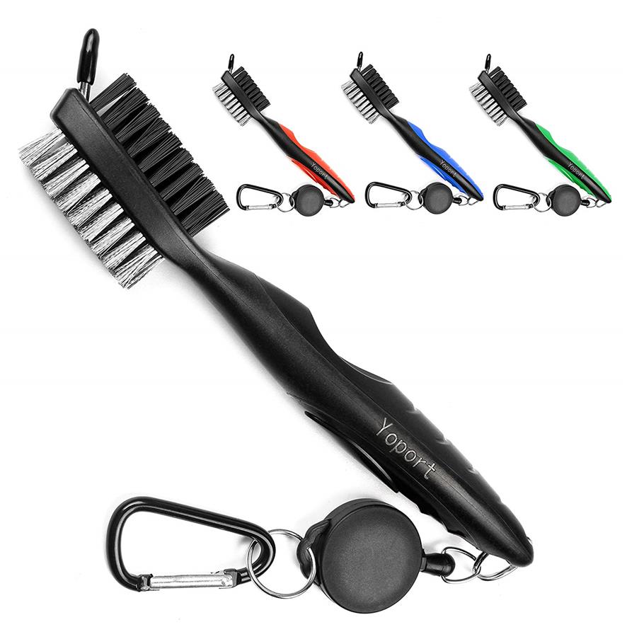 

Multifunction Golf Club Brush and Club Groove Cleaner 2Ft Retractable Zip-line Aluminum Carabiner Lightweight and Stylish Ergono271S